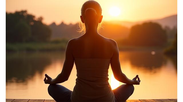 Persona rilassata che pratica yoga all'aperto, simbolo di equilibrio e serenità