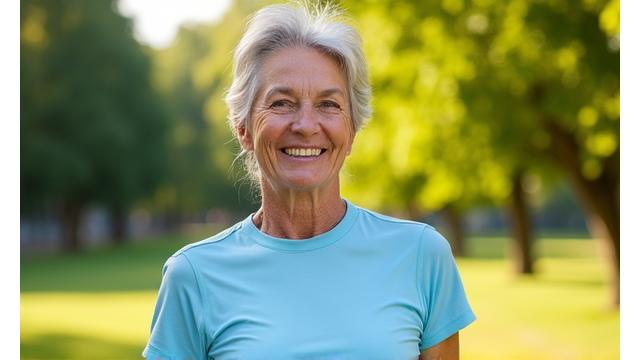 Anna sorride dopo aver raggiunto il suo obiettivo di fitness.