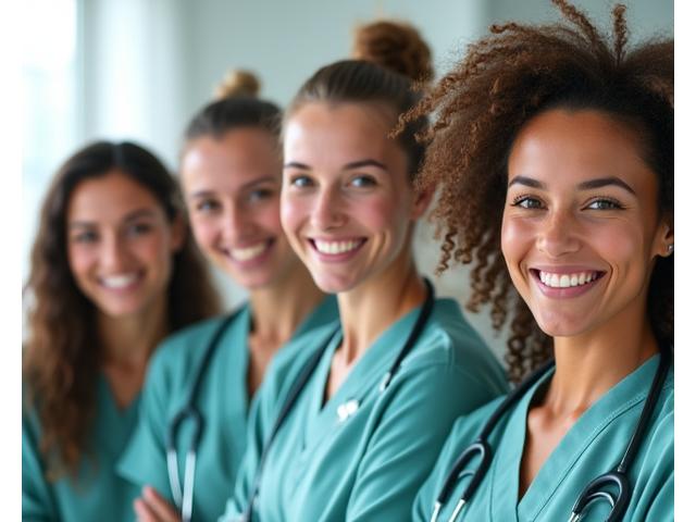 Un gruppo diversificato di esperti di benessere sorride, simboleggiando fiducia e supporto professionale.