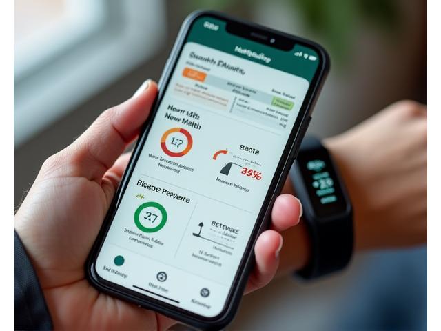 Schermo di un'app fitness che mostra dati di un wearable, battito cardiaco e qualità del sonno