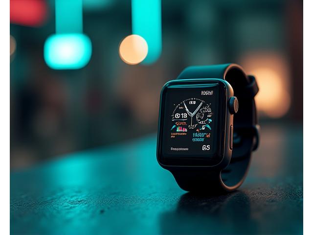 Smartwatch di ultima generazione in primo piano con interfaccia display luminosa.