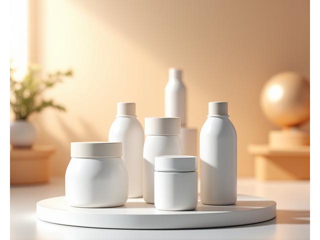 Confezioni di integratori premium con etichette chiare e pulite.