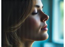 Persona che pratica tecniche di respirazione profonda con animazioni digitali