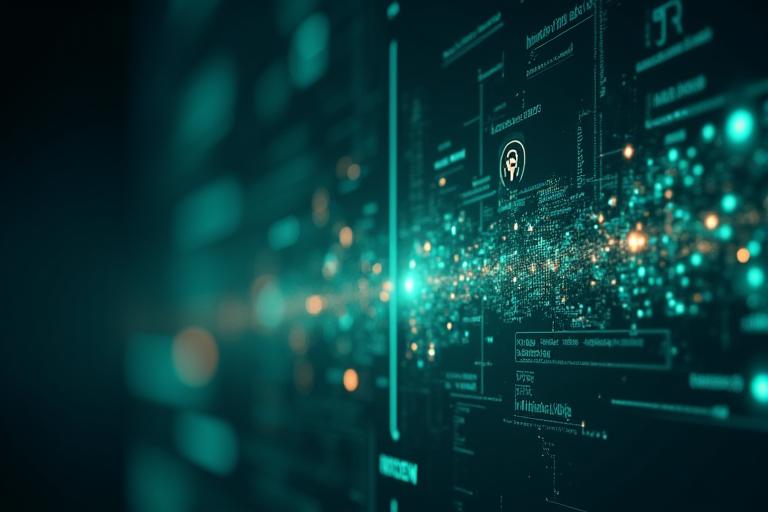 Visualizzazione sullo schermo di un tablet di un motore di intelligenza artificiale che genera insight personalizzati basati su dati di salute, con icone di correlazione tra sonno, attività fisica e stress.